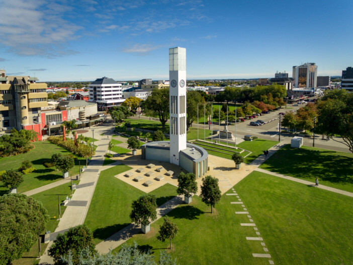 The centre of Palmerston North, the Square